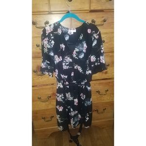 Black floral knee length dress